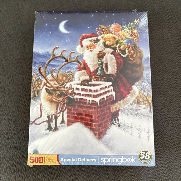 ♦️4/$25 NEW Springbok Christmas Santa 500 Piece Puzzle - Picture 1 of 2